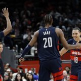 Kyshawn George (18) s'est montré décisif face au Jazz en inscrivant 23 points KEYSTONE/AP/Terrance Williams